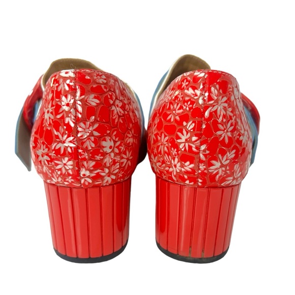 John Fluevog Red Floral Felicity Vintage Inspired Mary Janes Sz 9.5 (No BOX) - Picture 7 of 13
